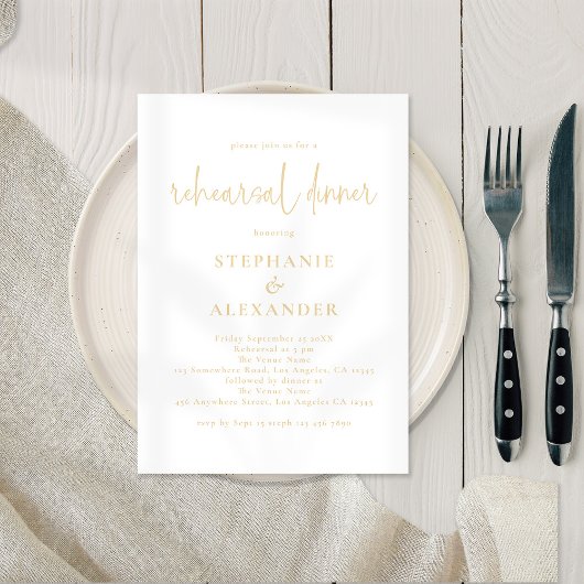 Moderne Champagne Gold repesal Dinner Kaart