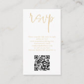 Moderne Champagne Gold Script QR Code Weddenschap  Informatiekaartje (Voorkant)