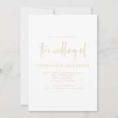 Moderne Champagne Gold Script QR Code Weddenschap Kaart (Voorkant)