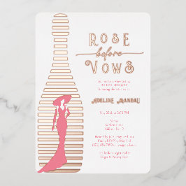 Moderne Champagne Rosé voor geloften Vrijgezellenf Folie Uitnodiging