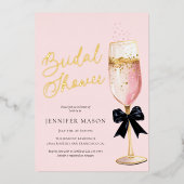Moderne Champagne Roze Bruiloftsborrel Folie Uitnodiging (Voorkant)
