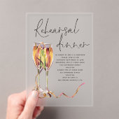 Moderne Champagne Script Oefenbruiloftdiner Acryl Uitnodigingen (Insitu (Draagbaar))