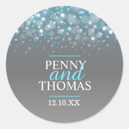 Moderne champagne sparkle bubbels bruiloft sticker