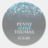 Moderne champagne sparkle bubbels bruiloft sticker (Voorkant)