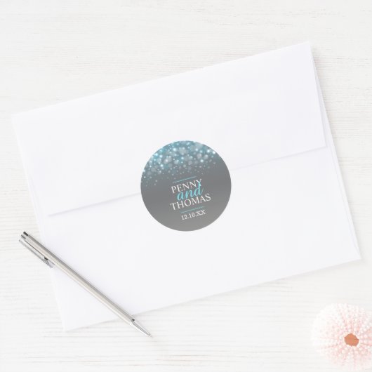 Moderne champagne sparkle bubbels bruiloft sticker (Envelop)