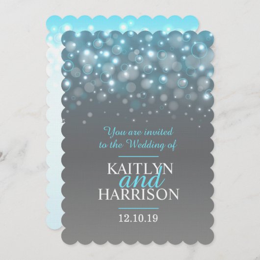 Moderne champagne sparkle bubbels bruiloft uitnodi kaart (Voorkant / Achterkant)