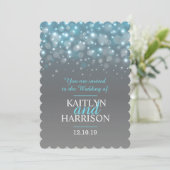 Moderne champagne sparkle bubbels bruiloft uitnodi kaart (Staand voorkant)