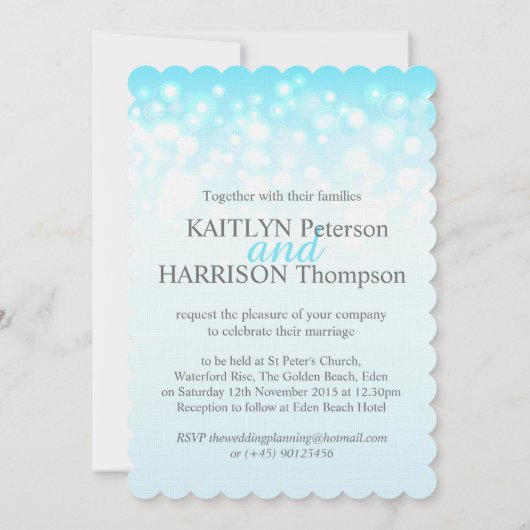 Moderne champagne sparkle bubbels bruiloft uitnodi kaart (Achterkant)