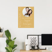 Moderne Champagne Tinten Foto Bruiloft Welkom Poster (Thuiskantoor)