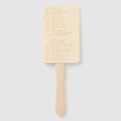 Moderne champagne tonale bruiloft programma's handwaaier (Achterkant)