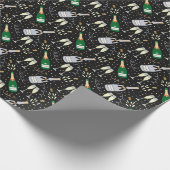 Moderne champagne viering nieuwjaar cadeaupapier (Hoek)