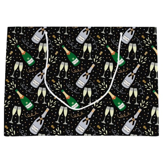 Moderne champagne viering nieuwjaar groot cadeauzakje (Voorkant)