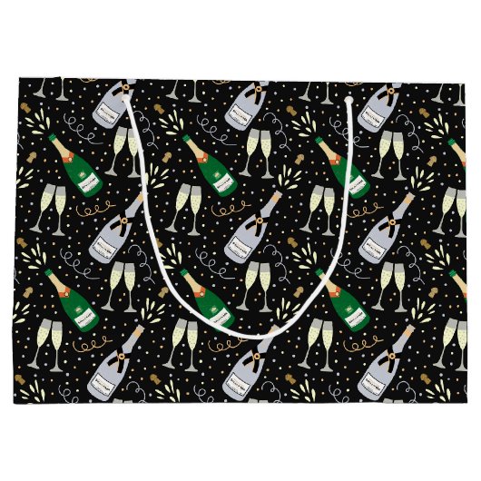 Moderne champagne viering nieuwjaar groot cadeauzakje (Achterkant)