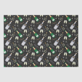 Moderne champagne viering nieuwjaar tissuepapier