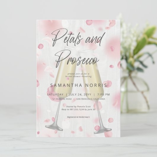 Moderne champagnebloemblaadjes en Prosecco Vrijgez Kaart (Staand voorkant)