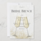 Moderne champagneglazen & glitter bruidsbrunch kaart (Voorkant)