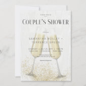 Moderne Champagneglazen & Glitter Couple's Shower Kaart (Voorkant)