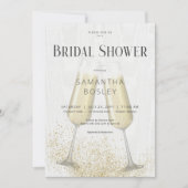 Moderne champagneglazen & glitter Vrijgezellenfees Kaart (Voorkant)