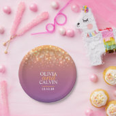 Moderne champagnegloed bubbel aangepaste papieren  papieren bordje (Feest)