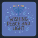 Moderne Chanoeka Menorah Square Stickers<br><div class="desc">Mooie Chanoeka Blues met deze leuke typografie "Wishing" Menorah Square Sticker! 1, 5x1, 5 inch - Ook verkrijgbaar in 3-inch vierkanten/cirkels</div>