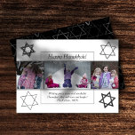 Moderne Chanoeka Monochrome ster van David 3 Foto Feestdagenkaart<br><div class="desc">Minimale klassieke zwarte bar/bat Mitzvah en Hanukkah moderne ster van David tegen een solide achtergrond creëer een elegant,  stijlvol design. Voor andere coördinerende kleuren of passende producten,  bezoek JustFharryn @ Zazzle.com of contacteer de ontwerper,  c/o Fharryn@yahoo.com Alle voorgebe*houde rechten. #zazzlemade #christmasdecor</div>