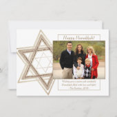 Moderne Chanoeka Sepia Gouden Ster van David Foto Feestdagenkaart (Voorkant)