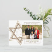 Moderne Chanoeka Sepia Gouden Ster van David Foto Feestdagenkaart (Staand voorkant)