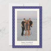 Moderne Chanoeka Star Line Elegant Blauw Foto Feestdagenkaart (Voorkant)