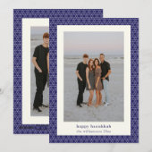 Moderne Chanoeka Star Line Elegant Blauw Foto Feestdagenkaart (Voorkant / Achterkant)
