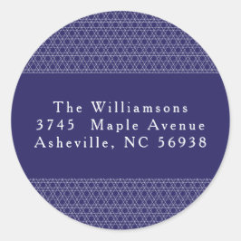 Moderne Chanoeka Star Lines Blauw Retouradres Ronde Sticker