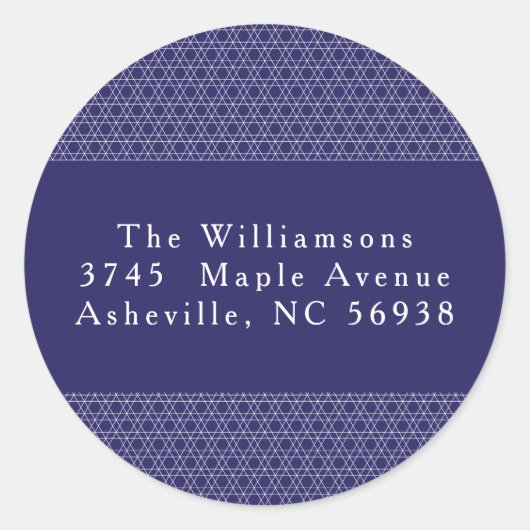 Moderne Chanoeka Star Lines Blauw Retouradres Ronde Sticker (Voorkant)