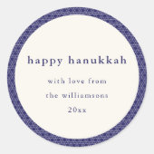 Moderne Chanoeka Star Lines Elegant Blue Custom Ronde Sticker (Voorkant)