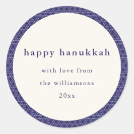 Moderne Chanoeka Star Lines Elegant Blue Custom Ronde Sticker