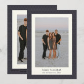 Moderne Chanoeka ster Elegant Navy Blue Foto Feestdagenkaart (Voorkant / Achterkant)