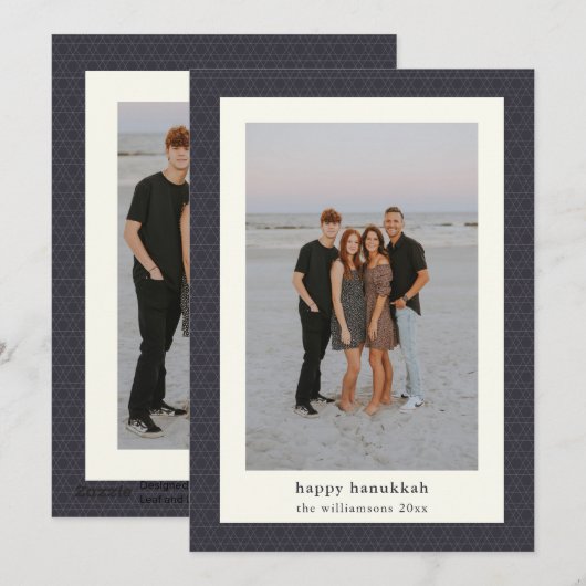 Moderne Chanoeka ster Elegant Navy Blue Foto Feestdagenkaart (Voorkant / Achterkant)