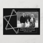 Moderne Chanoeka Zilveren Wishful Star of David Fo Feestdagenkaart (Voorkant)