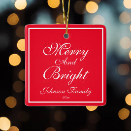 Moderne Charm Familienaam Cute Red Holiday Keramisch Ornament