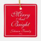 Moderne  Charm Familienaam Cute Red Holiday Keramisch Ornament (Voorkant)