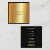 Moderne charmant glamoureus Golden Fine Plain Vierkante Visitekaartje (Voorkant / Achterkant)