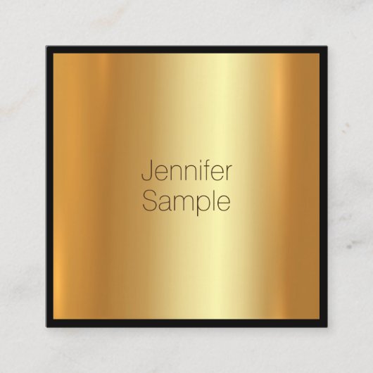 Moderne charmant glamoureus Golden Fine Plain Vierkante Visitekaartje (Voorkant)