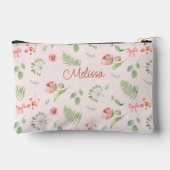 Moderne charmante roze groene bloem met naam etui (Achterkant)