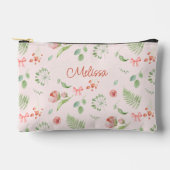 Moderne charmante roze groene bloem met naam etui (Voorkant)