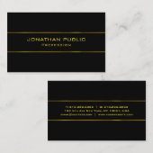 Moderne Charmante Sjabloon Elegante Gouden Naam Zw Visitekaartje (Voorkant / Achterkant)