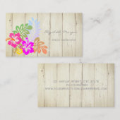 Moderne charming, Hawaii Hibiskus, houtextuur Visitekaartje (Voorkant / Achterkant)
