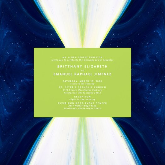 Moderne Chartreuse Bruid Ouders Trouwen  Kaart