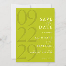 Moderne Chartreuse Minimalistische Trouwdag Save The Date