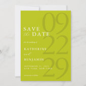 Moderne Chartreuse Minimalistische Trouwdag Save The Date (Voorkant)