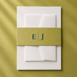Moderne Chartreuse Monogram Editoriaal Trouwkaart Uitnodigingen Wikkel