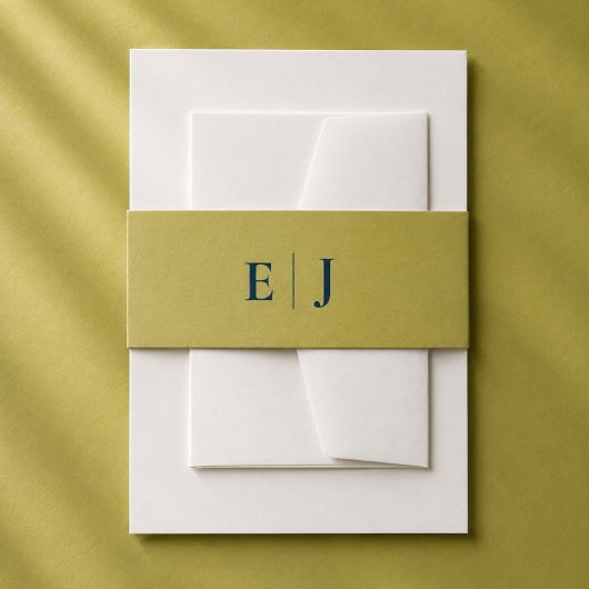 Moderne Chartreuse Monogram Editoriaal Trouwkaart Uitnodigingen Wikkel