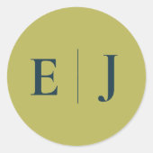 Moderne Chartreuse Monogram Trouwsticker Ronde Sticker (Voorkant)